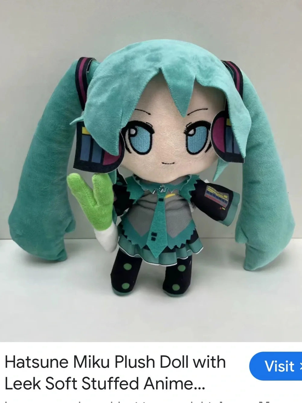 #2653*”5x10” Hatsune Miku Plush Doll - Teal Twin-Tails